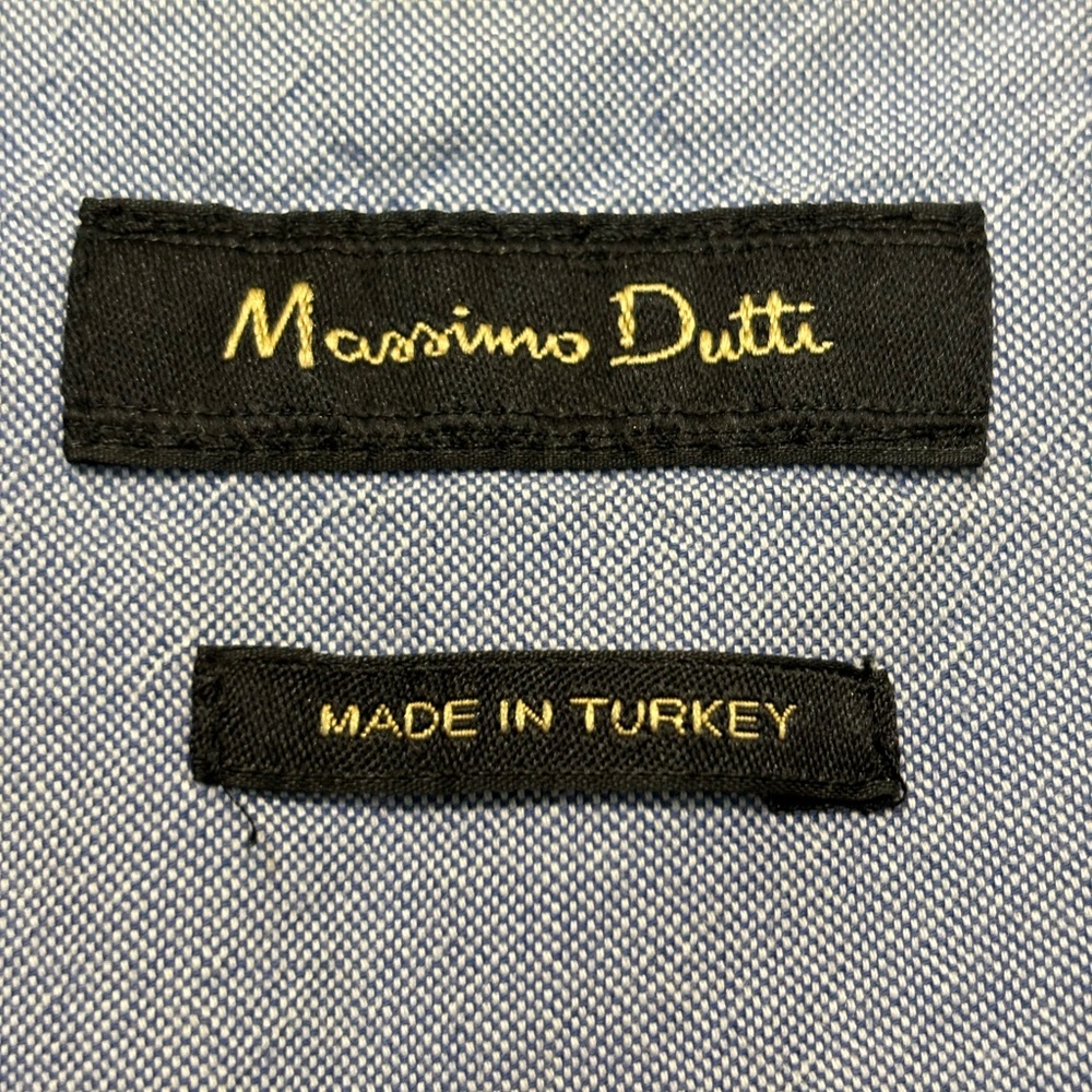 MASSIMO DUTTI Cotton Navy Short Sleeved Pullover Shirt - Picture 3 of 7